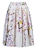 Persun Women Floral Midi A-line Skater Skirt