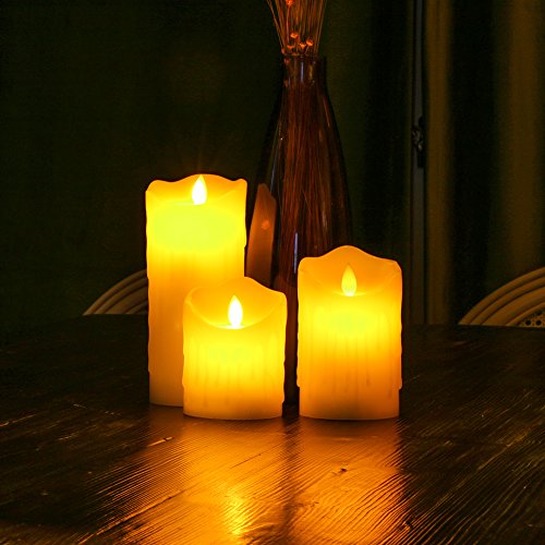 Flameless LED Candles Real Drip Pillar Wax with Timer and 10-key Remote for Wedding,Votive,Yoga and Decoration SET OF 6