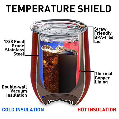 image for Insulated Wine Tumbler with Lid, Deedro 12 oz Double Wall Vacuum Insul