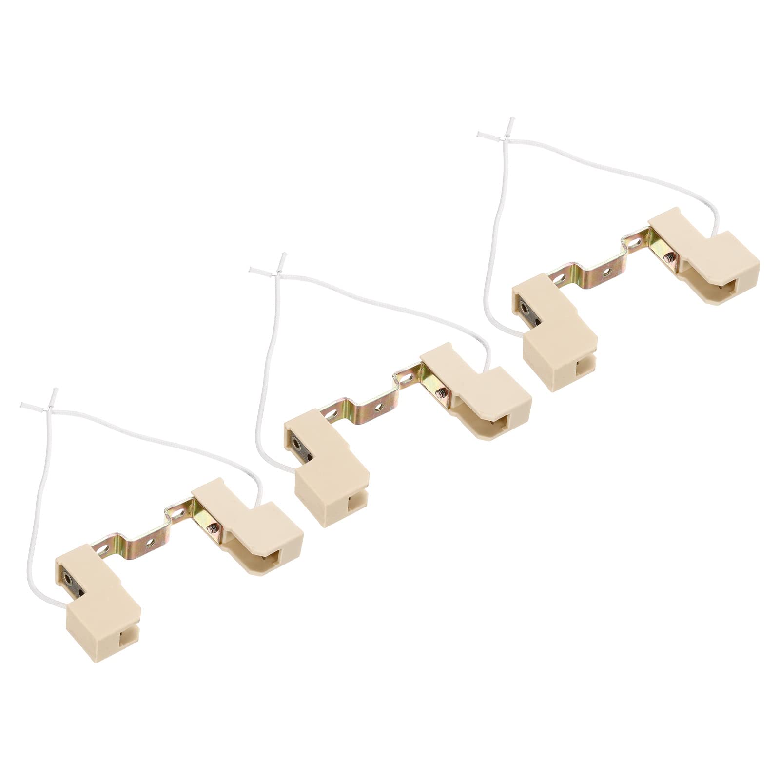 PATIKIL 78mm R7S Socket, 3 Pack Ceramic Lamp Holder Halogen Socket Bulb Base Converter Connector Double Ended with Cable Wire, Multicolor White