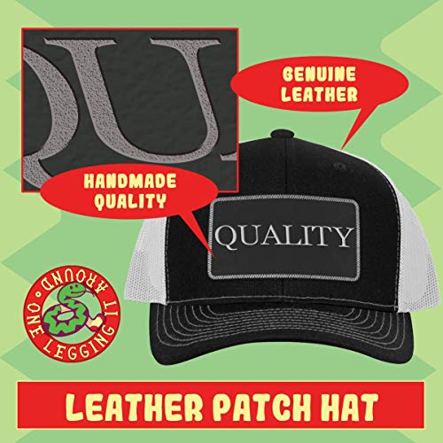 got Gudgeon? - Leather Black Metallic Patch Engraved Trucker Hat, HeatherBlack, One Size