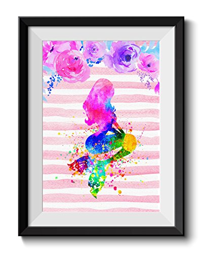 Uhomate-4-pcs-Set-Princess-Ariel-The-Mermaid-Abstract-Art-Canvas-Wall-Art-Baby-Gift-Inspirational-Quotes-Wall-Decor-for-Living-Room-Wall-Decorations-for-Bedroom-M029-8X10