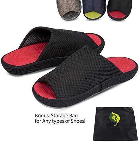 Relaxed Foot Slippers | Sporty Model indoor and outdoor | 1 Pair with Storage Bag (Small, black with red)