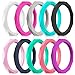 Zollen 10 Packs Silicone Wedding Rings for Women, Thin Rubber Wedding Bands Stackable Ring, Hypoallergenic Silicone