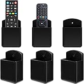 TIE-DailyNec 6 Pack Remote Control Holder Wall Mount Media Controller Organizer Self Adhesive TV Remote Storage Box Wall Pen Holder for Bedroom Headboard Home Office School (Black)