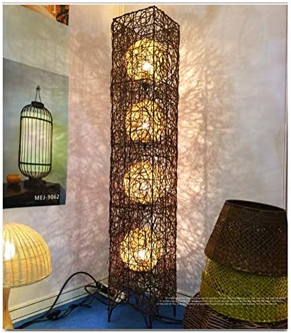WQQ Floor Lamps Torchieres Southeast Asia Rattan Floor Lamp Living Room Bedroom Lighting Restaurant Hotel Inn Leisure Club Creative Floor Lamp