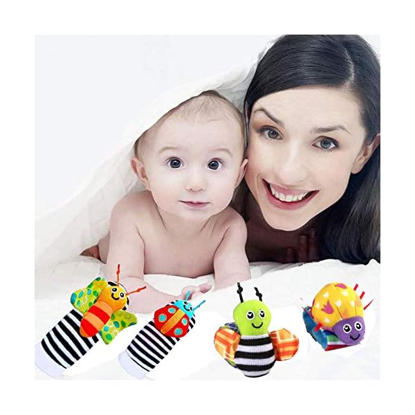 Foot-Finders-Wrist-Rattles-for-Infants-Developmental-Texture-Toys-for-Babies-Infant-Toy-Socks-Baby-Wrist-Rattle-Newborn-Toys-for-Baby-Girls-Boys-Baby-Boy-Girl-Toys-0-3-3-6-6-9-Months Foot Finders & Wrist Rattles for Infants Developmental Texture Toys for Babies & Infant Toy Socks & Baby Wrist Rattle - Newborn Toys for Baby Girls Boys - Baby Boy Girl Toys 0-3 3-6 6-9 Months