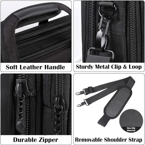 17 Inch Laptop Bag, Large Work Briefcase for Men Women Waterproof Shoulder Bag Shoulder Bag, Expandable Multifunction Computer Bag for Laptop Tablet Notebook, Black