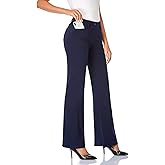 Tapata Women's 28''/30''/32''/34'' Stretchy Bootcut Dress Pants with Pockets Tall, Petite, Regular for Office Work Business 32'', Upgraded, Navy Blue, L