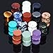 Longbeauty 15 Pair Natural Mix Stone Flared Fresh Tunnels Ear Plugs Expander Piercing Gauges kit 14MM
