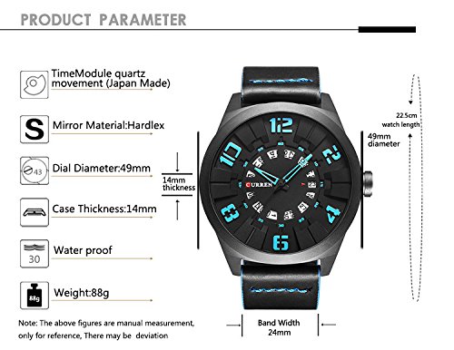 Curren hombres reloj moda lujo deporte hombres militares reloj de pulsera cuero marrón cuarzo reloj - Imagen 7