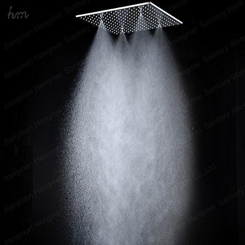 SS LED Ceiling Rain Shower Spray with SPA Mist 20" Square Powered by Water Polished finished
