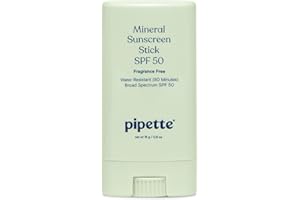 Pipette Baby Mineral Sunscreen Stick SPF 50, 0.6 oz, Water-resistant Non-nano Zinc Oxide Mineral Sunscreen, UVB/UVA Sunblock for Kids & Sensitive Skin, Travel Size Sun Protection