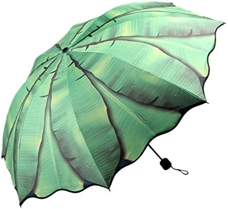 Rainy Worth Green Leaf Folding Umbrella with UV Protection