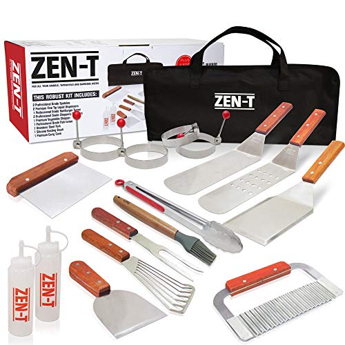 ZENT 17 Piece Grill Griddle BBQ Tool Kit Heavy Duty Professional