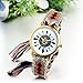 JewelryWe Wholesale Lot of 3 Women Friendship Bracelet Braid Watches with Vintage Feather Dial Mothers Day Gift