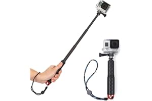 Walway 19'' Waterproof Underwater Hand Grip Adjustable Extension Selfie Stick Monopod Pole for GOPRO Hero 6/5/ 5 Session/ 4 Session/ 4/3+/ 3/2/1, GeekPro, AKASO, Xiaomi Yi, SJCAM SJ4000 (Red)