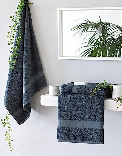 2 Duschtücher, 100% Baumwolle, 550 g/m², extra weich, sehr saugfähig und schnell trocknend, Maße 70 x 140 cm, Dunkelgrau
