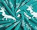CaliTime Super Soft Throw Blanket for Bed Sofa Couch, Cozy Warm Flannel Fleece Christmas White Reindeer Snowflakes, Teal, Queen