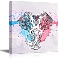 Canvas Wall Art Tribal Elephant Splash-Ink Effect Canvas Prints Home Artwork Decoration for Living Room,Bedroom - 12x12 inches