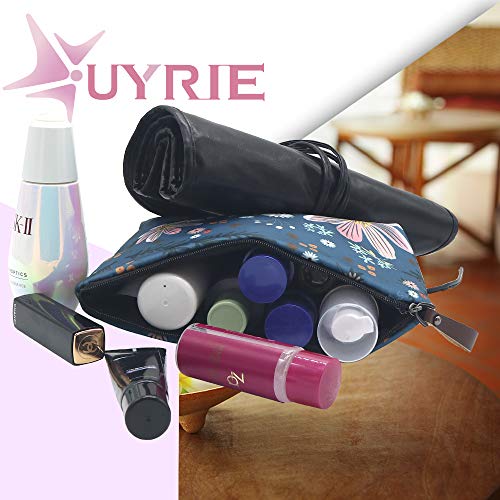 Cosmetic Bag, UYRIE Makeup pouch Travel Makeup Bags Waterproof Toiletry Bag (Two pieces Blue Flower&Pink Flower) 6 Cosmetic Bag, UYRIE Makeup pouch Travel Makeup Bags Waterproof Toiletry Bag (Two pieces Blue Flower&Pink Flower)