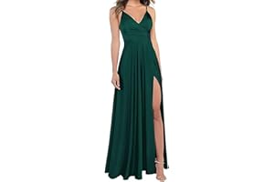 RYANTH Women's Satin Bridesmaid Dresses for Wedding Dress Formal Long A Line Prom Party Gowns with Pockets RYZ054