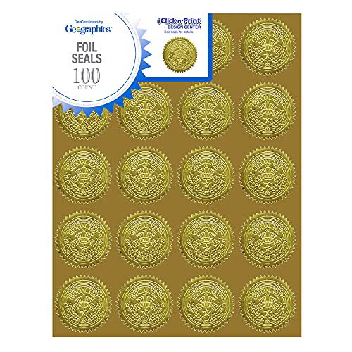 Geographics Gold Foil Award Certificate Seals, Embossed Official Seal