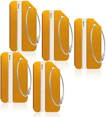 5PCS Aluminum Travel Luggage Tags Airlines Baggage ID Tags Gold Color By CPACC (Gold 5PCS)