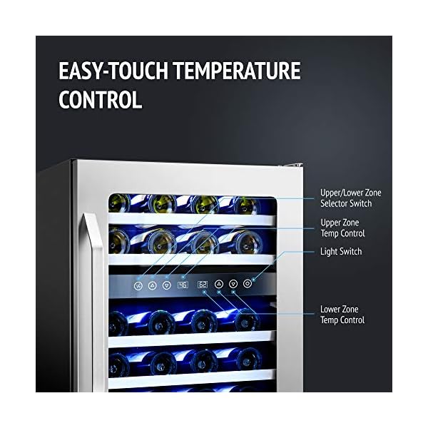 Ivation-46-Bottle-Dual-Zone-24-Built-In-Compressor-Wine-CoolerCellar-Undercounter-Wine-Fridge-Temperature-Control-40-50F50-66F-Refrigerator-Quiet-Operation-LED-Light-Glass-Stainless-Steel