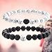 Long Distance Relationship Bracelets, Black Agate & White Howlite 8 mm, Pair of 2