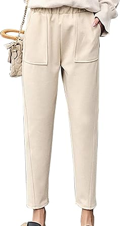 Femmes Laine Pantalon D Hiver Casual Taille Haute Poches Pantalons Fuseles Amazon Fr Vetements Et Accessoires