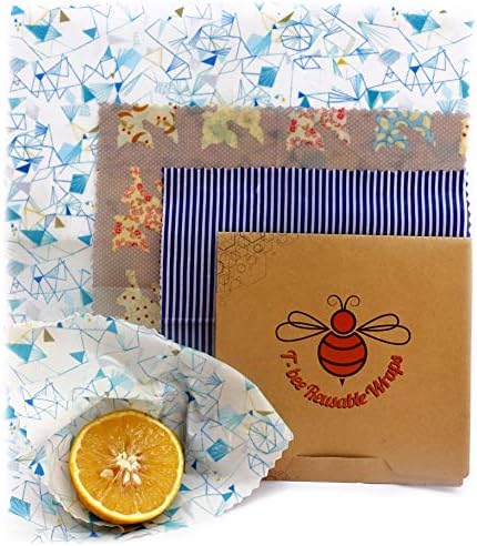 Beeswax Wrap | Eco Friendly Reusable Food Container | Plastic Free Bees Wrap Food Storage | Vegan Organic Zero Waste bag | Pack of 3 size SML