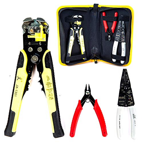 KOTTO Wire Stripper Crimping Tool Kit, 8 Inch Self-Adjusting Wire Stripper, Automatic Wire Stripping Tool with Multi-Tool Wire Cutter and Wire Cutter, Cutting Pliers Tool with Storage Bag