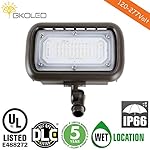 GKOLED 30W LED Floodlight, Outdoor Security Fixture, Waterproof, 100W PSMH Replace, 3000 Lumens, 5000K Daylight White, 70CRI, 1/2" Adjustable Knuckle Mount, UL-Listed & DLC-Qualified, 5 Years Warranty