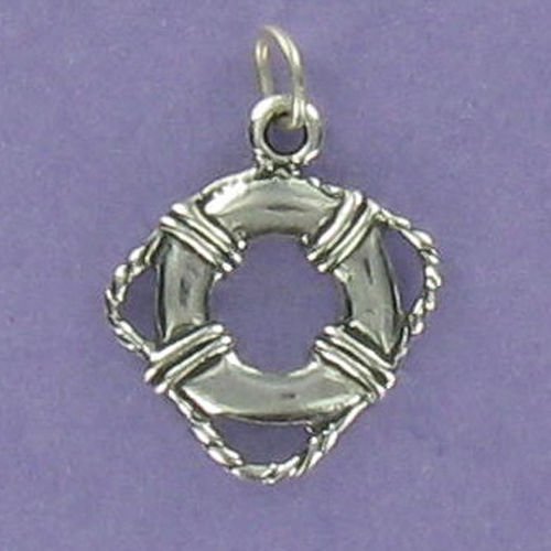 Life Preserver Ring Charm Sterling Silver for Bracelet Ship Ocean Cruise Ship - Jewelry Accessories Key Chain Bracelets Crafting Bracelet Necklace Pendants