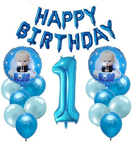 LIZHIQQ 1set Boss Baby Aluminum Balloon Cartoon Popular Aluminum Balloons Kids Birthday Party Supplies Boy Girl 1st 2st Birthday Toy Colorful Ballons ( Ballon Size : 18inch , Color : 1 )