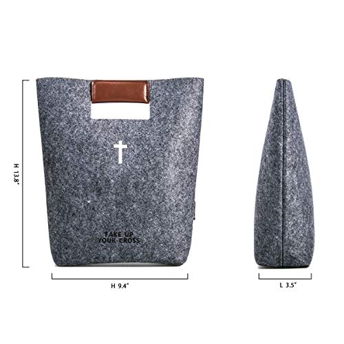 AGAPASS Christian Bible Tote Bag for Men Women, Bible Cover Case Carved Cross Holy Bible Carrying Bag, Felt Tote Church Bible Study Case,Christian Gift, Bible Purse,Dark Grey - Thumbnail 4