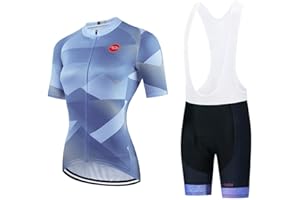 SUDU SUDO Women's Cycling Clothing Set Road Bike Shirts Short Sleeve Breathable Cycling Jersey with Gel Padded Bib Shorts