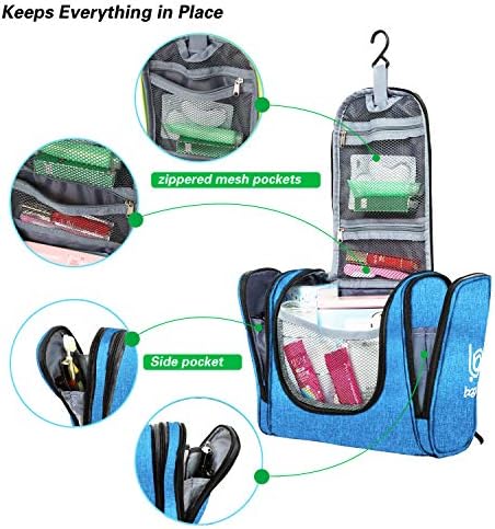 Bago Hanging Toiletry Bag For Women & Men - Leak Proof Travel Bags for Toiletries with Hanging Hook & Inner Organization to Keep Items From Moving - Pack Like a PRO (Snow Blue) 5 Bago Hanging Toiletry Bag For Women & Men - Leak Proof Travel Bags for Toiletries with Hanging Hook & Inner Organization to Keep Items From Moving - Pack Like a PRO (Snow Blue)