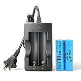UltraFire Rechargeable Batteries 18650 Battery Charger Rechargeable Lithium Battery Button Top Battery 2200mAh MAX 3.7V (2 Pack) and 18650 Charger 18650 Battery Case for LED Flashlight Torch