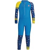 IDOPIP Kids Boys Girls Color Block One Piece Swimsuit Swimwear Long Sleeve Rash Guard Sunsuit Wetsuit Beachwear Bathing Suit