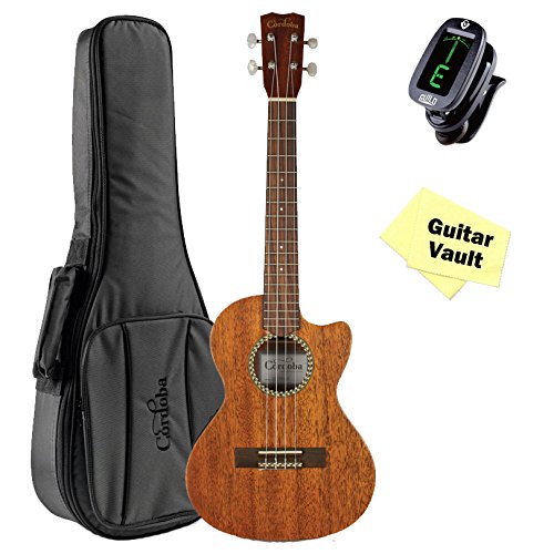 Cordoba 20TM-CE Tenor Ukulele guitarVault Package with Cordoba Deluxe Gig Bag And Tuner