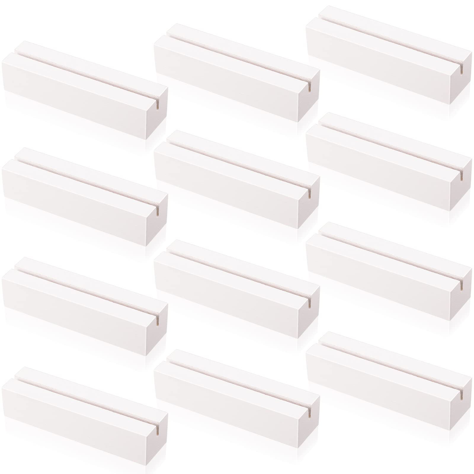 Photo 1 of Zonon Wood Place Card Holders - Table Number Stands for Wedding Party Events (White, 4.6 x 1.1 x 0.9 Inch)