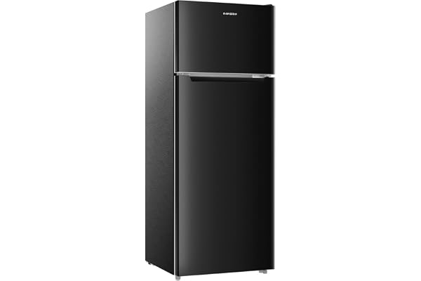 BANGSON 7.7 Cu.Ft Refrigerator with Top Freezer Apartment Size, Fridge for Small Spaces, Office, Energy Saving Low Noise Adjustable Thermostat, Black