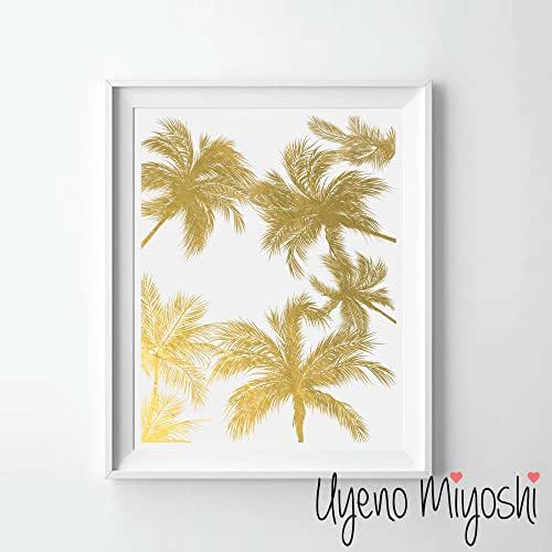 Palm Trees Gold Foil Art Print California Palm Tree II Gold