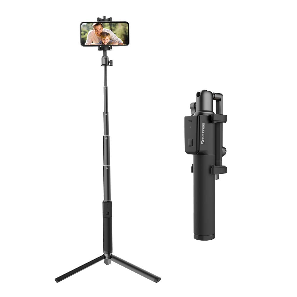 Smatree Bluetooth Selfie Stick with Tripod and Universal Phone Holder Compatible for iPhone/Huawei/Xiaomi/Samsung Smart Phone (Maximum Width 90mm)