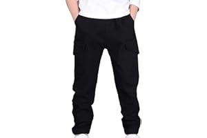 Bidobibo Cargo Pants for Boys Elastic Waist Pull On Trousers Kids Casual Baggy Hiking Joggers Sweatpants Teen Boy Clothes