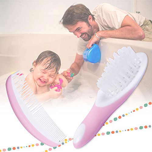 Hair Brush and Comb Set, Baby Safety Healthcare and Grooming Kit, Scalp Massage, Ideal for Newborns & Toddlers(2 pack, 1+1)