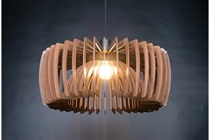 Mid Century Modern Wooden Ceiling Light, Handmade Wood Pendant Light Fixture, Modern Lampshade Chandelier Lighting for Living