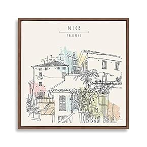 Framed Travel Architecture Sketch Home Artwork for Living Room Bedroom